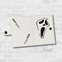 Load image into Gallery viewer, Ghost Face top load notebook cover machine embroidery design DIGITAL DOWNLOAD