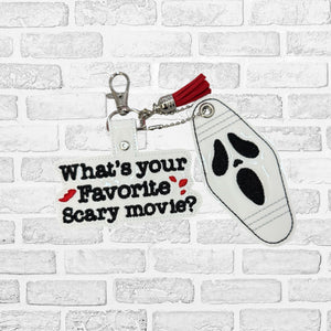 Ghost Face snap tab and eyelet fob set machine embroidery design DIGITAL DOWNLOAD