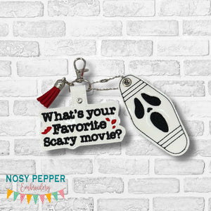 Ghost Face snap tab and eyelet fob set machine embroidery design DIGITAL DOWNLOAD