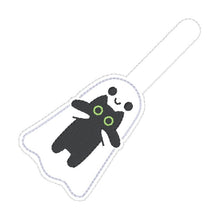 Load image into Gallery viewer, Ghost With Cat snap tab and eyelet fob set with charm (single and multi files included) machine embroidery design DIGITAL DOWNLOAD