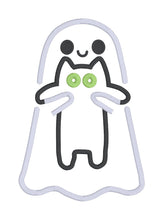 Load image into Gallery viewer, Ghost With Cat machine embroidery design (4 sizes included) DIGITAL DOWNLOAD