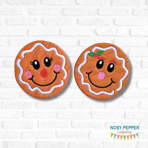 Gingerbread Face envelope mug rug machine embroidery design (4 sizes and 2 designs included) DIGITAL DOWNLOAD