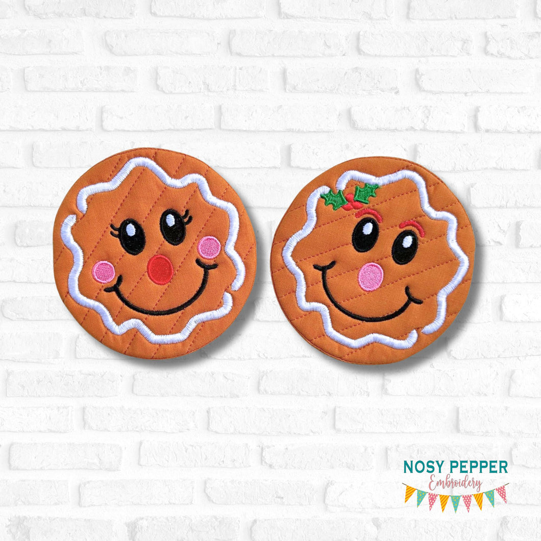 Gingerbread Face envelope mug rug machine embroidery design (4 sizes and 2 designs included) DIGITAL DOWNLOAD