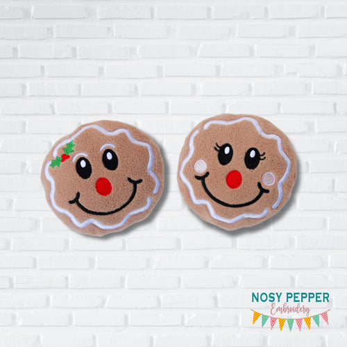 Gingerbread Face stuffies (5 sizes and 2 designs included) machine embroidery design DIGITAL DOWNLOAD