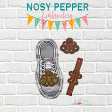 Load image into Gallery viewer, Gingerbread Shoe Charms Oct &#39;24 Patreon Bundle machine embroidery design single and multi files (3 versions included) DIGITAL DOWNLOAD