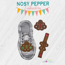 Load image into Gallery viewer, Gingerbread Shoe Charms Oct &#39;24 Patreon Bundle machine embroidery design single and multi files (3 versions included) DIGITAL DOWNLOAD
