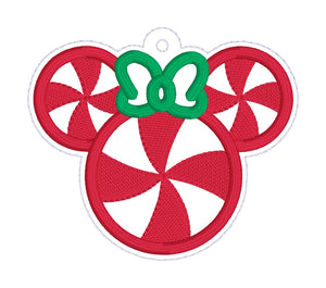Girl Peppermint Mouse ornament machine embroidery design DIGITAL DOWNLOAD