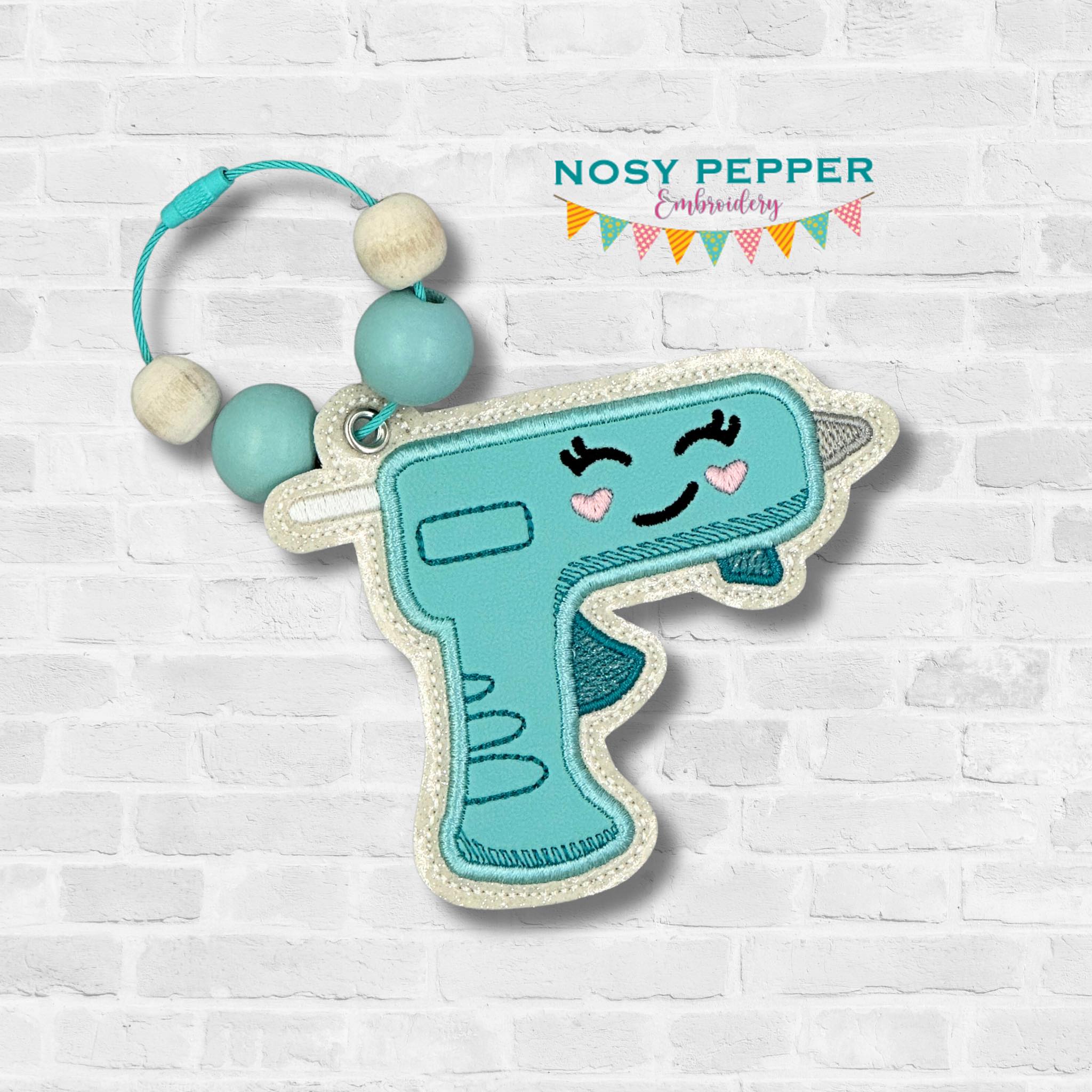 Glue Gun applique bookmark/ornament/bag tag machine embroidery design