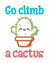 Load image into Gallery viewer, Go Climb A Cactus applique machine embroidery design (4 sizes included) DIGITAL DOWNLOAD