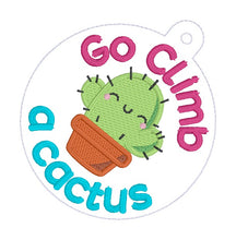 Load image into Gallery viewer, Go Climb A Cactus bag tag/ornament/bookmark —FEB 26 MB—machine embroidery design DIGITAL DOWNLOAD