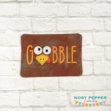 Load image into Gallery viewer, Gobble mug rug machine embroidery design (4 sizes, envelope and turned styles included) DIGITAL DOWNLOAD