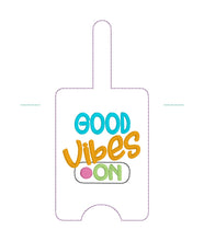 Load image into Gallery viewer, Good Vibes lanyard card case machine embroidery design  Fall 25 Skill Builder Bundle (eyelet and snap tab designs included) DIGITAL DOWNLOAD