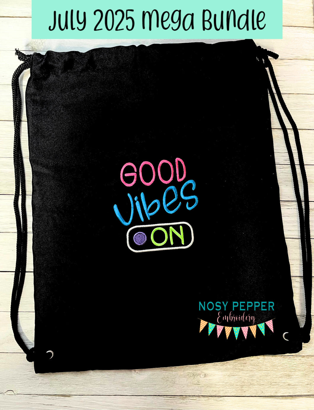 Good Vibes machine embroidery design (5 sizes included) DIGITAL DOWNLOAD