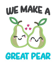 Load image into Gallery viewer, Great Pear applique machine embroidery design (4 sizes included) DIGITAL DOWNLOAD
