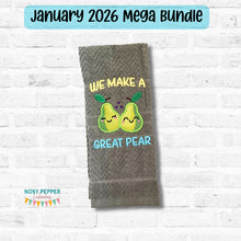Load image into Gallery viewer, Great Pear applique machine embroidery design (4 sizes included) DIGITAL DOWNLOAD
