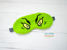 Load image into Gallery viewer, Green Guy Sleep Mask machine embroidery design (2 sizes included) DIGITAL DOWNLOAD