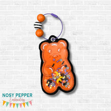 Load image into Gallery viewer, Gummy Bear applique shaker bag tag/bookmark/ornament machine embroidery design DIGITAL DOWNLOAD