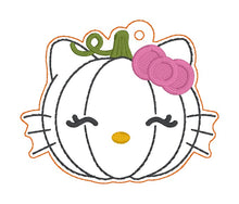Load image into Gallery viewer, HK Pumpkin bag tag/bookmark/ornament machine embroidery design DIGITAL DOWNLOAD