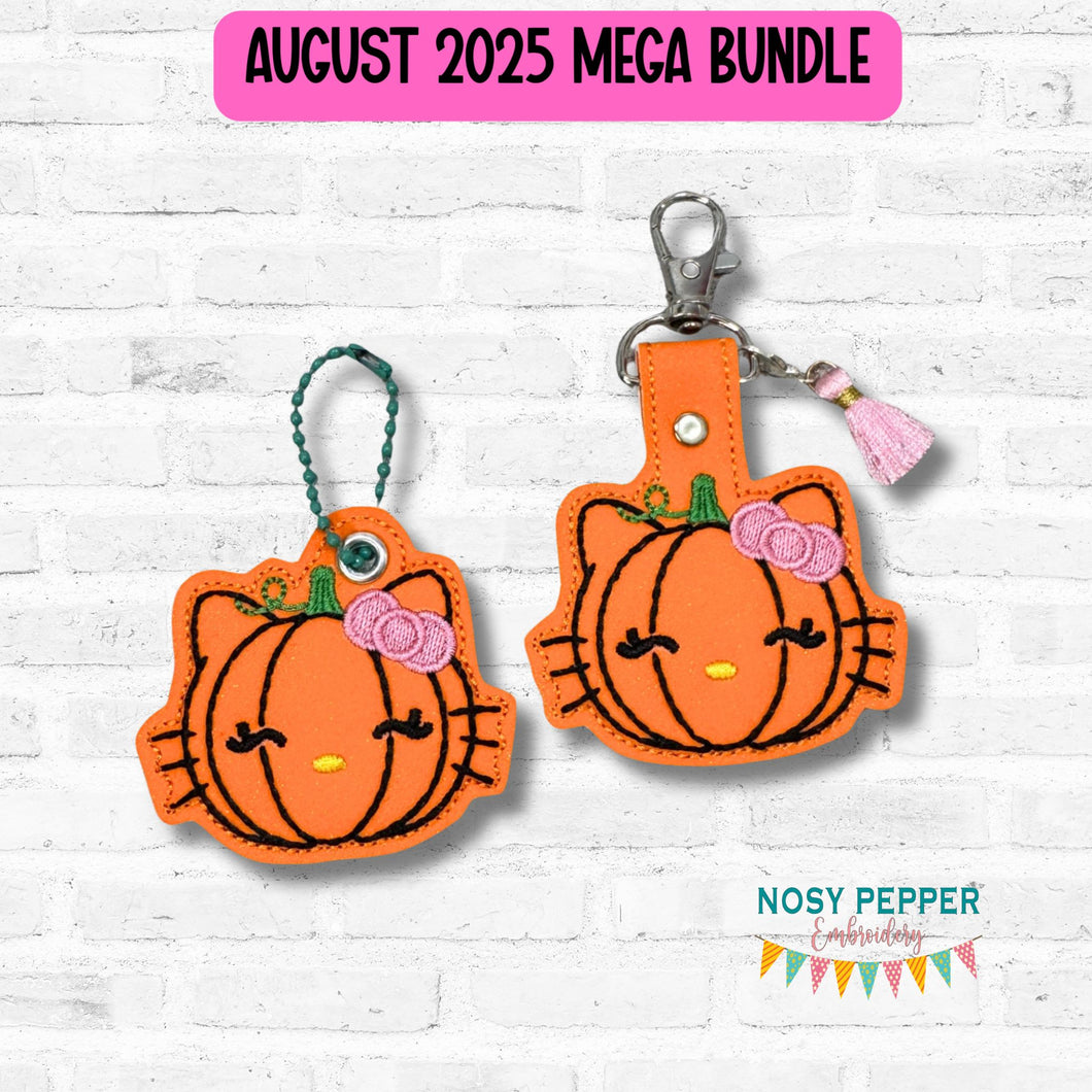 HK Pumpkin snap tab and eyelet fob machine embroidery design (snap tab and eyelet fob, single and multi files) DIGITAL DOWNLOAD
