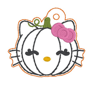 HK Pumpkin snap tab and eyelet fob machine embroidery design (snap tab and eyelet fob, single and multi files) DIGITAL DOWNLOAD