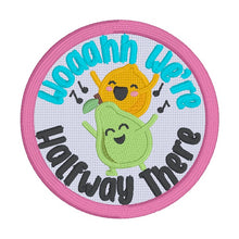 Load image into Gallery viewer, Halfway There patch (2 sizes included) machine embroidery design DIGITAL DOWNLOAD