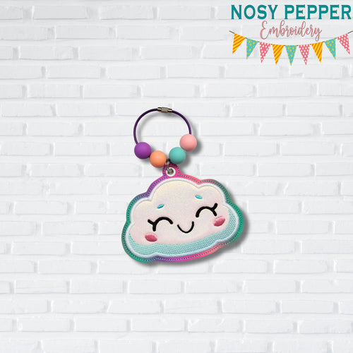 Happy Cloud applique bookmark/ornament/bag tag machine embroidery design DIGITAL DOWNLOAD