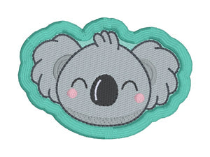 Happy Koala patch (2 sizes included) machine embroidery design DIGITAL DOWNLOAD