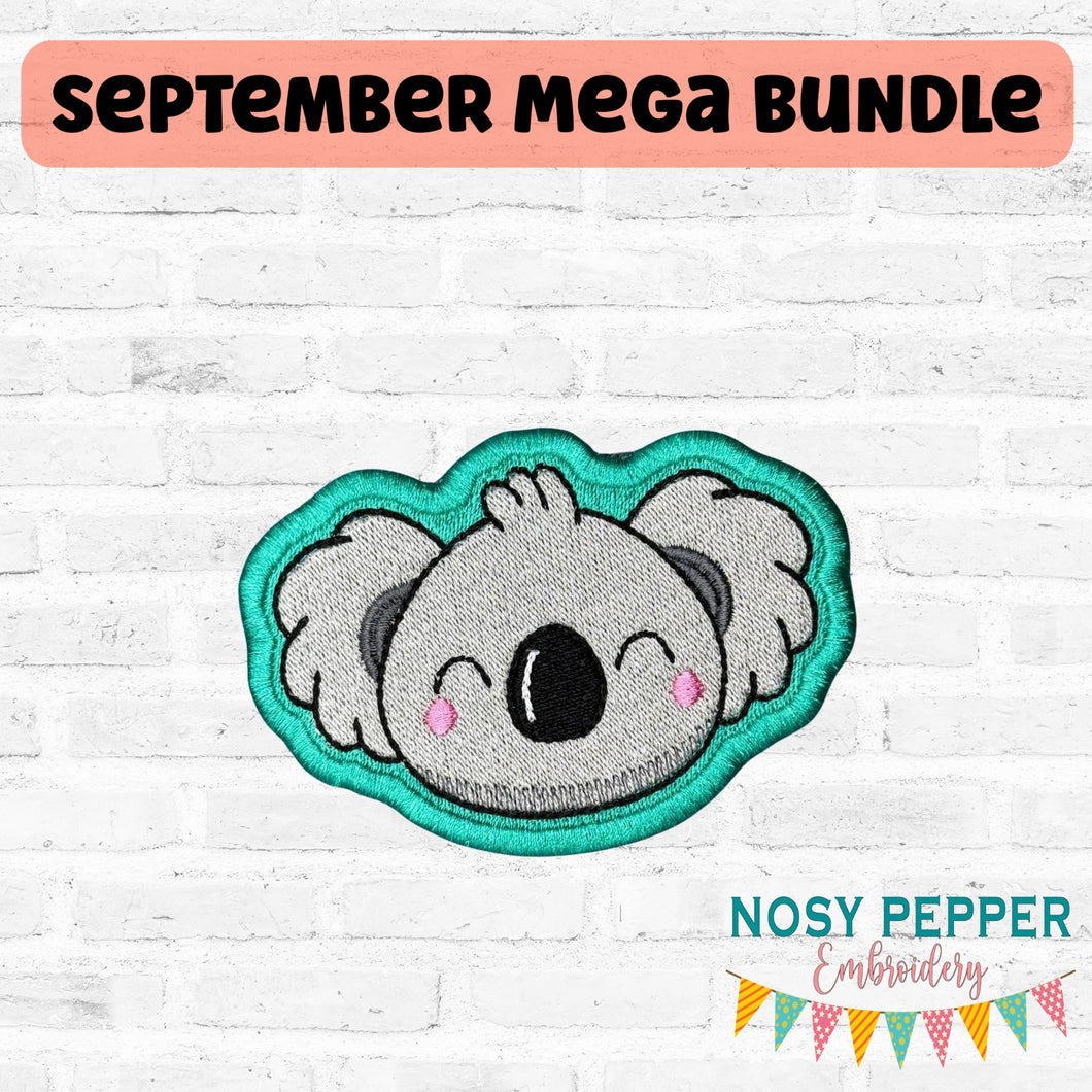 Happy Koala patch (2 sizes included) machine embroidery design DIGITAL DOWNLOAD
