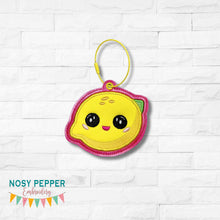 Load image into Gallery viewer, Happy Lemon applique bag tag machine embroidery design DIGITAL DOWNLOAD