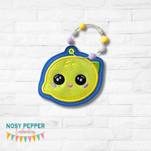 Load image into Gallery viewer, Happy Lemon applique bag tag machine embroidery design DIGITAL DOWNLOAD