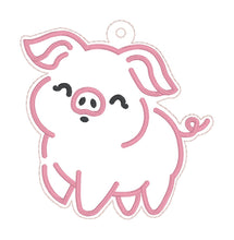 Load image into Gallery viewer, Happy Pig bag tag/bookmark/ornament machine embroidery design DIGITAL DOWNLOAD