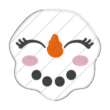 Load image into Gallery viewer, Happy Snowman Mug rug envelope style machine embroidery design (6 sizes included) DIGITAL DOWNLOAD