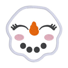 Load image into Gallery viewer, Happy Snowman appliqué machine embroidery design (5 sizes included) DIGITAL DOWNLOAD