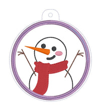 Load image into Gallery viewer, Happy Snowman applique ornament --2026 Holiday Bundle-- machine embroidery design DIGITAL DOWNLOAD