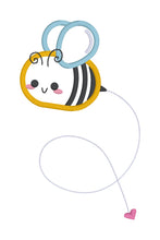 Load image into Gallery viewer, Happy Bee applique machine embroidery design (4 sizes included) DIGITAL DOWNLOAD