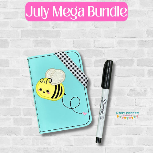 Bee Applique Notebook Cover (2 sizes available) machine embroidery design DIGITAL DOWNLOAD