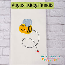 Load image into Gallery viewer, Happy Bee applique machine embroidery design (4 sizes included) DIGITAL DOWNLOAD