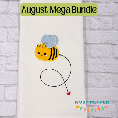 Happy Bee applique machine embroidery design (4 sizes included) DIGITAL DOWNLOAD