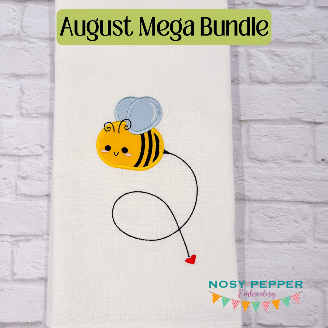 Happy Bee applique machine embroidery design (4 sizes included) DIGITAL DOWNLOAD