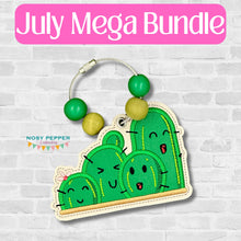 Load image into Gallery viewer, Happy Cactus Family bookmark/ornament/bag tag machine embroidery design DIGITAL DOWNLOAD