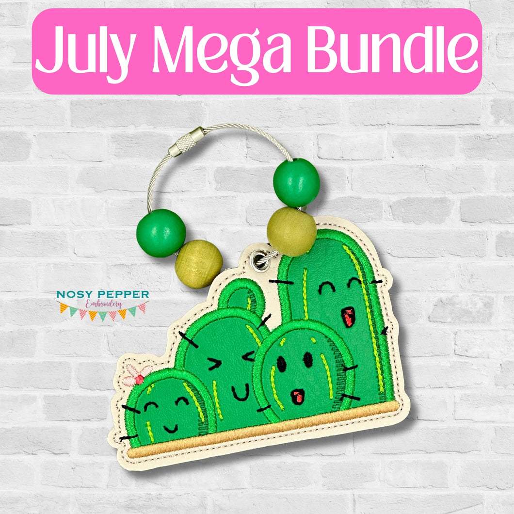 Happy Cactus Family bookmark/ornament/bag tag machine embroidery design DIGITAL DOWNLOAD