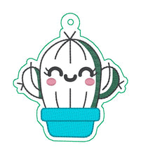 Load image into Gallery viewer, Happy Cactus sketchy set machine embroidery designs 2025 Summer Mini Skill Builder Bundle (includes bookmark/bag tag/ornament, eyelet fob and snap tab) DIGITAL DESIGN