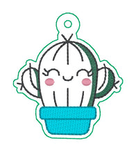 Load image into Gallery viewer, Happy Cactus sketchy set machine embroidery designs 2025 Summer Mini Skill Builder Bundle (includes bookmark/bag tag/ornament, eyelet fob and snap tab) DIGITAL DESIGN