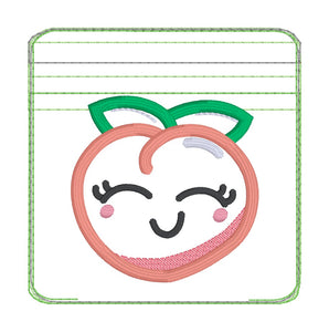 Happy Peach applique ITH Bag embroidery design (5 sizes available) June '24 Mystery Bundle DIGITAL DOWNLOAD