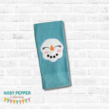 Load image into Gallery viewer, Happy Snowman appliqué machine embroidery design (5 sizes included) DIGITAL DOWNLOAD