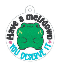 Load image into Gallery viewer, Have A Meltdown bag tag machine embroidery design DIGITAL DOWNLOAD