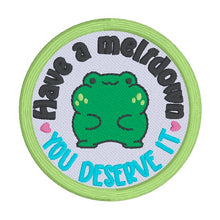 Load image into Gallery viewer, Have A Meltdown patch (2 sizes included) machine embroidery design DIGITAL DOWNLOAD