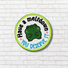 Load image into Gallery viewer, Have A Meltdown patch (2 sizes included) machine embroidery design DIGITAL DOWNLOAD