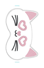 Load image into Gallery viewer, Heart Cat sleep mask machine embroidery design (2 sizes included) DIGITAL DOWNLOAD