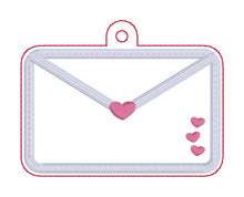 Load image into Gallery viewer, Heart Envelope appliqué bag tag/ornament/bookmark machine embroidery design DIGITAL DOWNLOAD